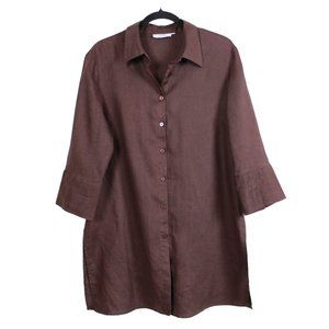 Alice Blue Button Down Brown Linen Tunic